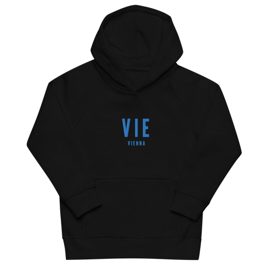 YHM Designs - VIE Vienna Kid's Sustainable Eco Hoodie - Embroidered with City Name and Airport Code - Image 02