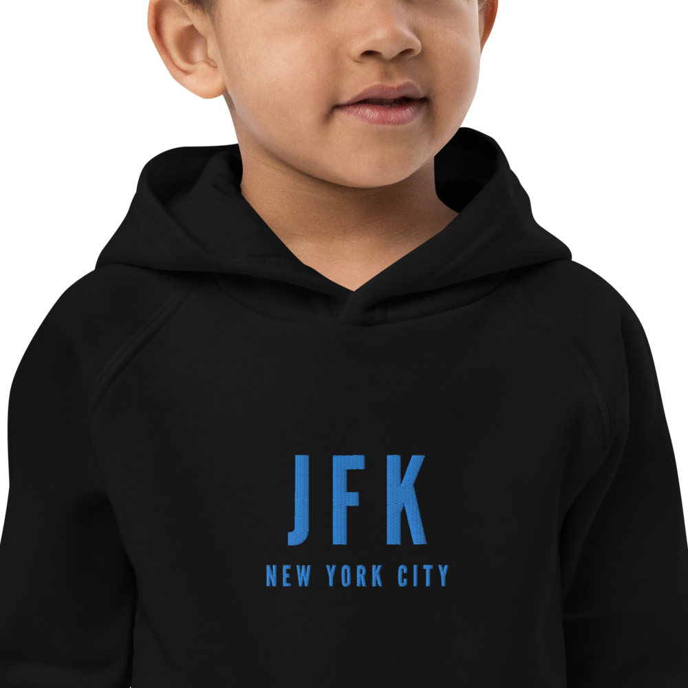 Kid's Sustainable Hoodie - Aqua Blue • JFK New York City • YHM Designs - Image 05
