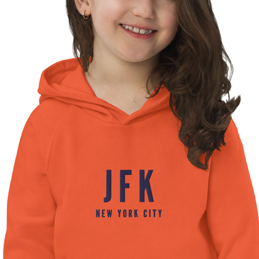 Kid's Sustainable Hoodie - Navy Blue • JFK New York City • YHM Designs - Image 06