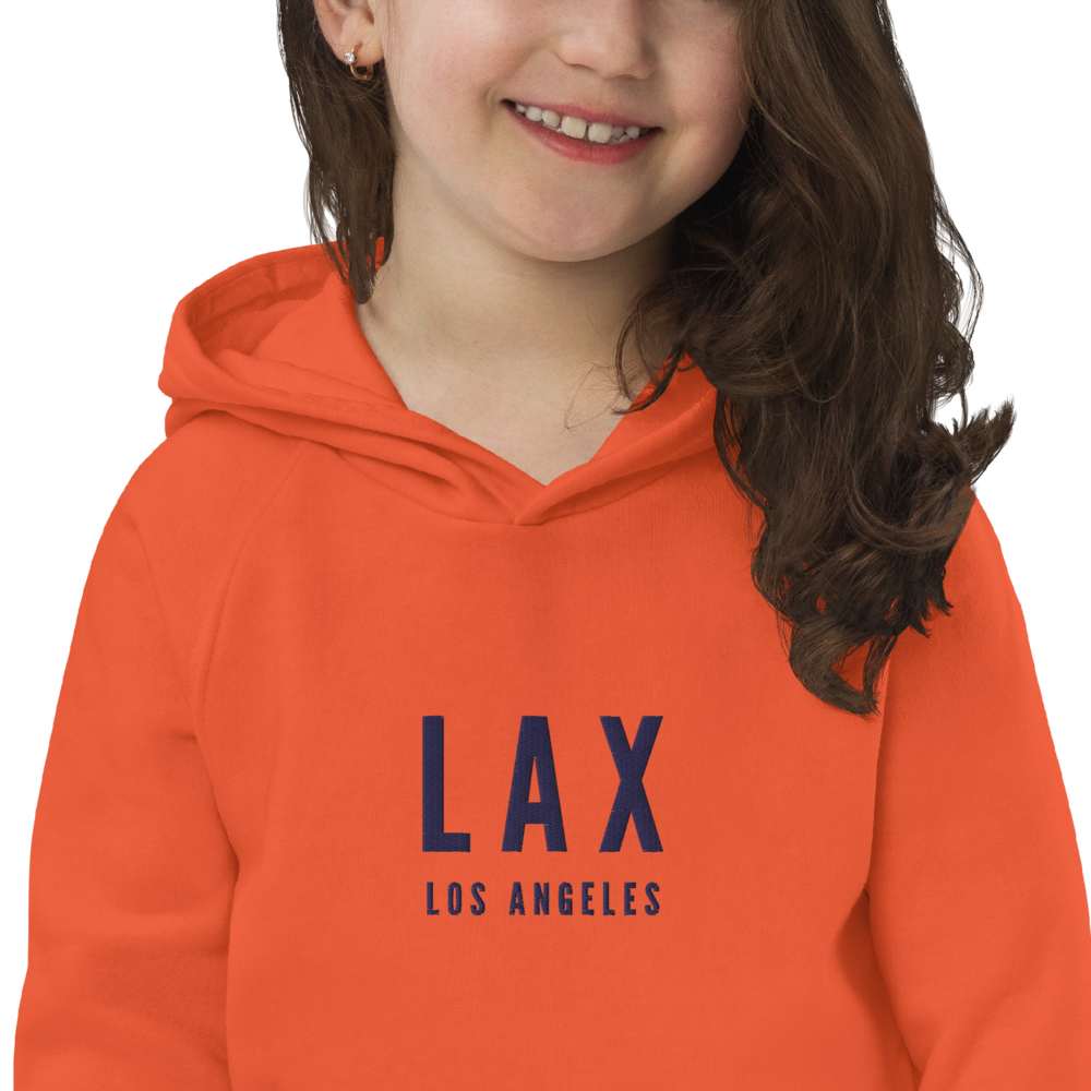 Kid's Sustainable Hoodie - Navy Blue • LAX Los Angeles • YHM Designs - Image 06
