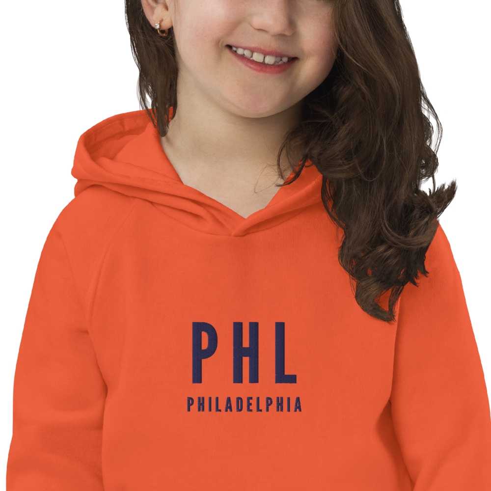 Kid's Sustainable Hoodie - Navy Blue • PHL Philadelphia • YHM Designs - Image 06