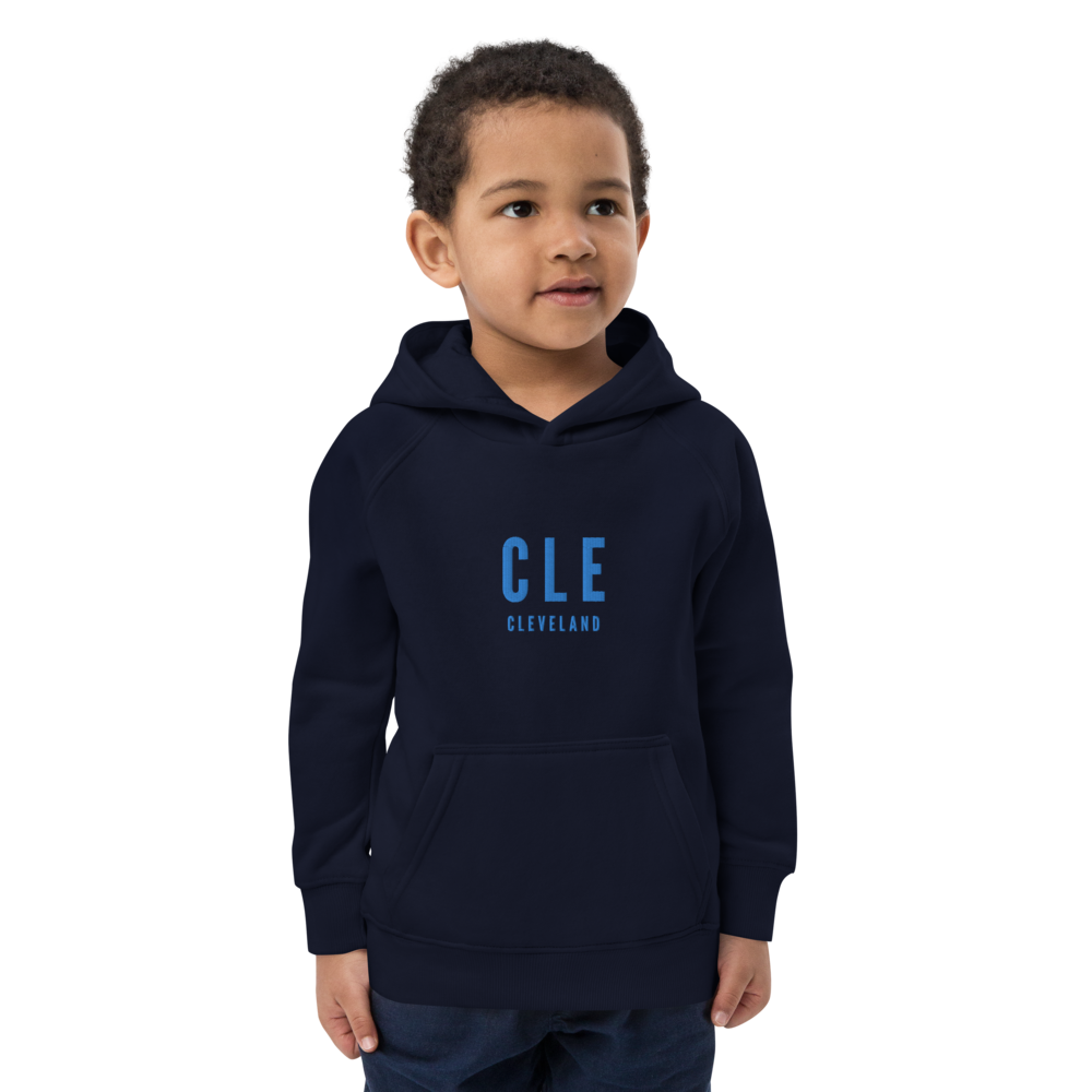 Kid's Sustainable Hoodie - Aqua Blue • CLE Cleveland • YHM Designs - Image 01