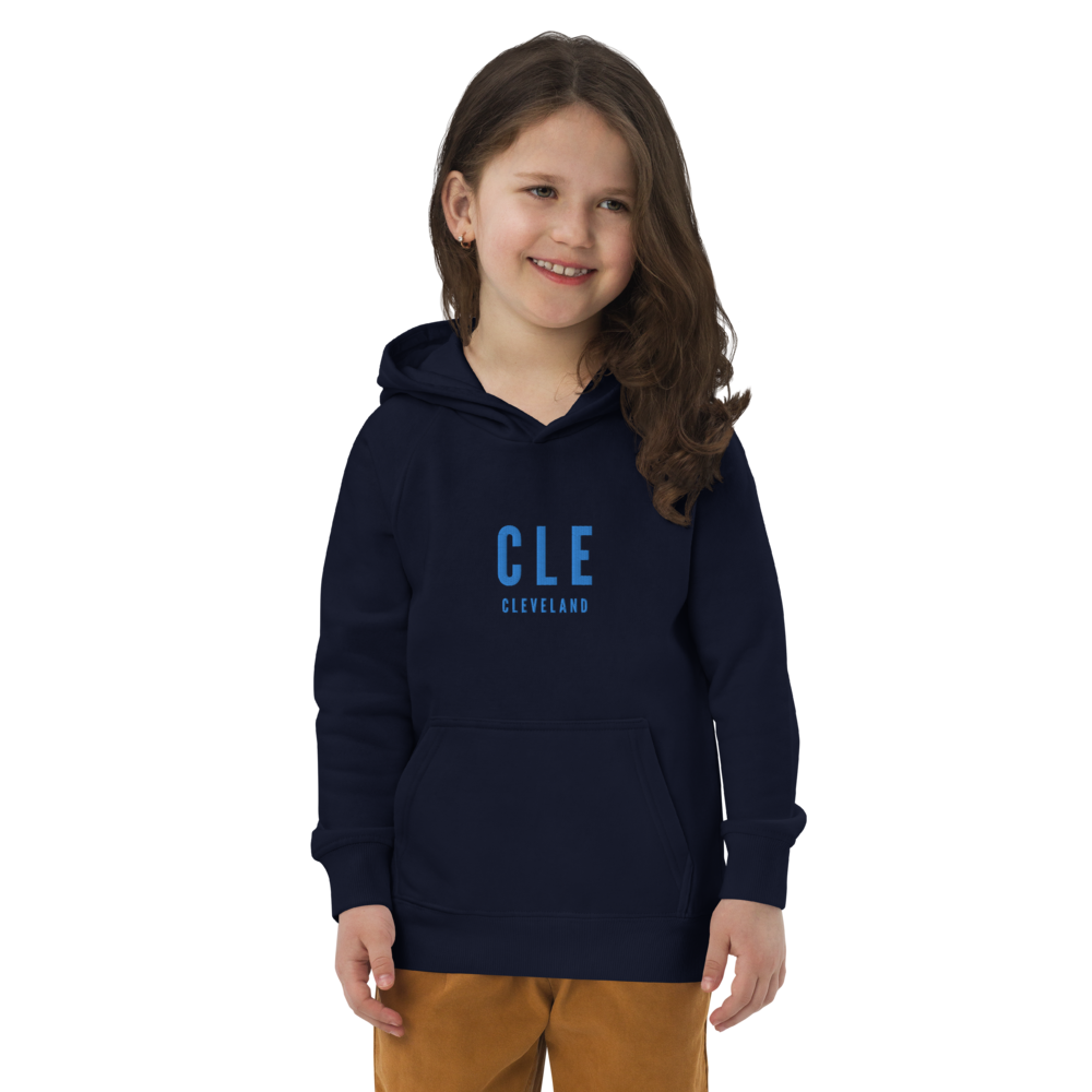 Kid's Sustainable Hoodie - Aqua Blue • CLE Cleveland • YHM Designs - Image 04