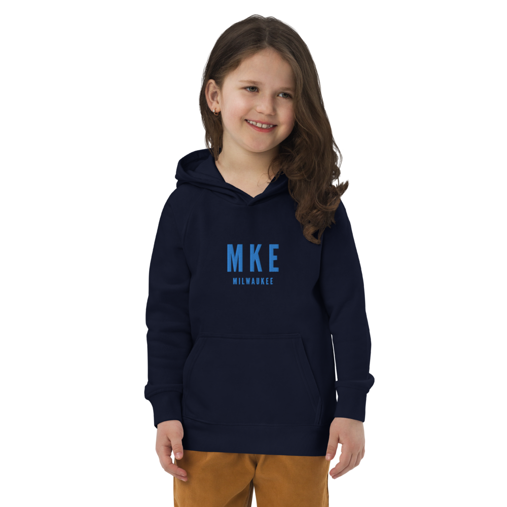 Kid's Sustainable Hoodie - Aqua Blue • MKE Milwaukee • YHM Designs - Image 04