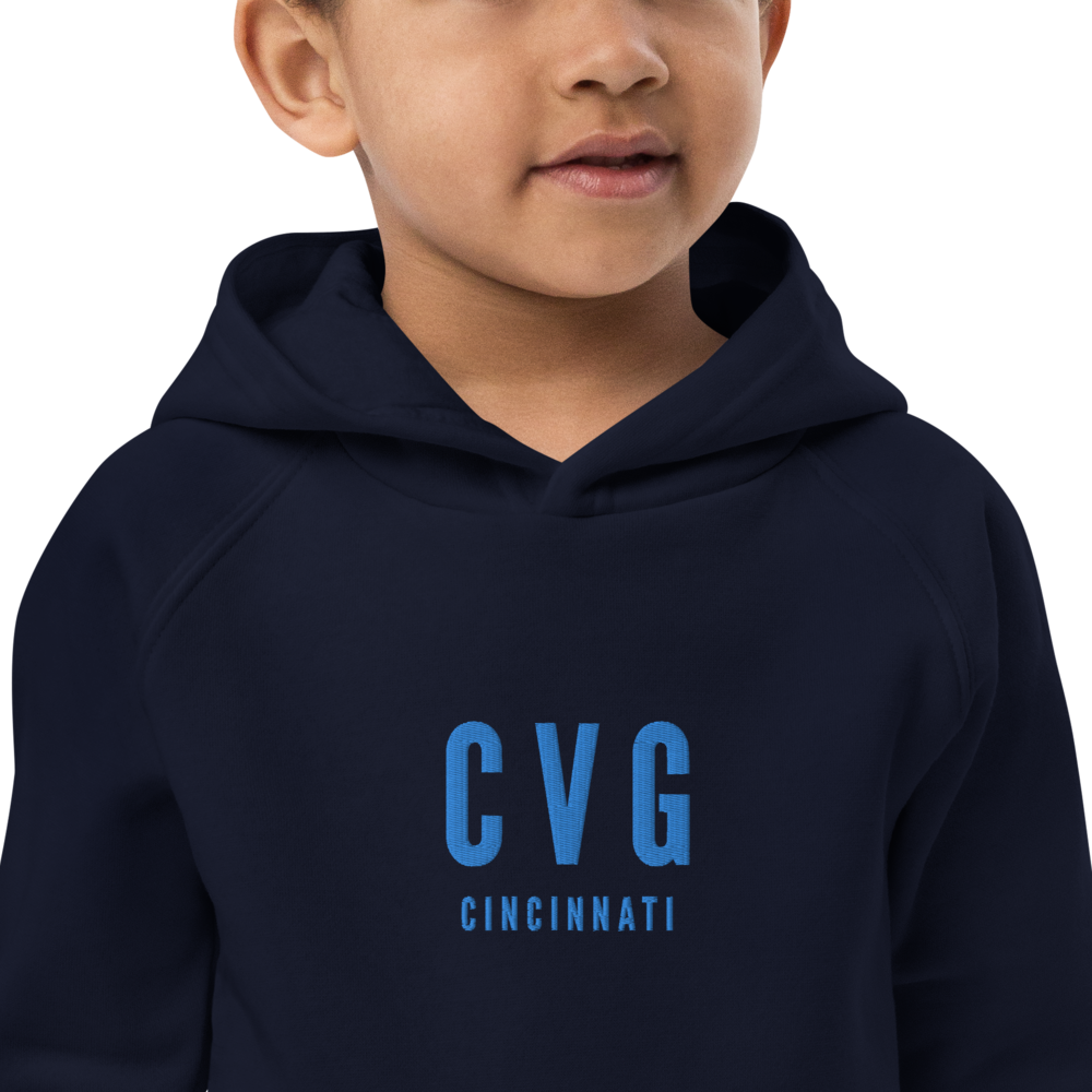 Kid's Sustainable Hoodie - Aqua Blue • CVG Cincinnati • YHM Designs - Image 02
