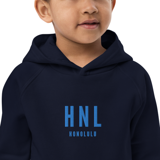 Kid's Sustainable Hoodie - Aqua Blue • HNL Honolulu • YHM Designs - Image 02
