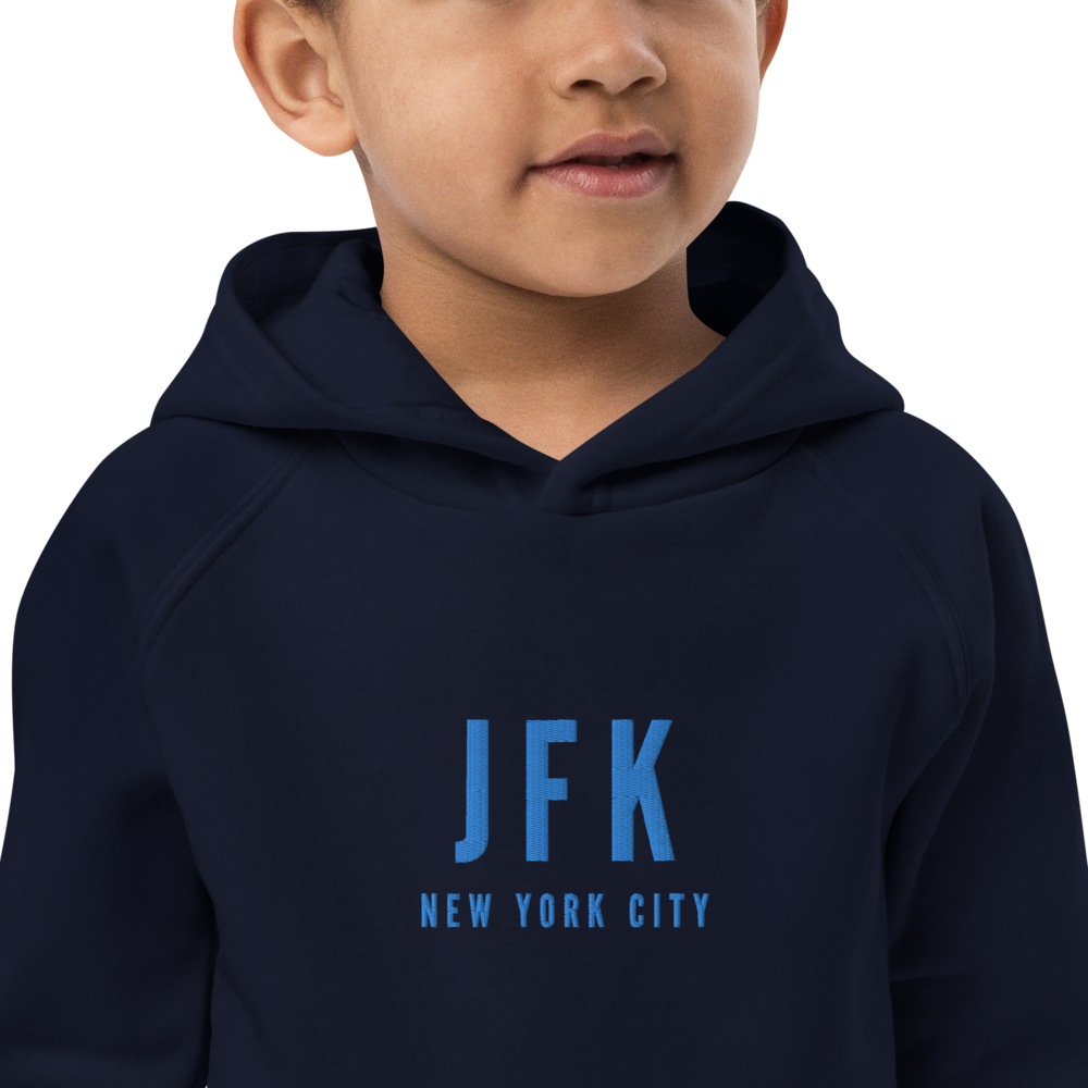 Kid's Sustainable Hoodie - Aqua Blue • JFK New York City • YHM Designs - Image 02