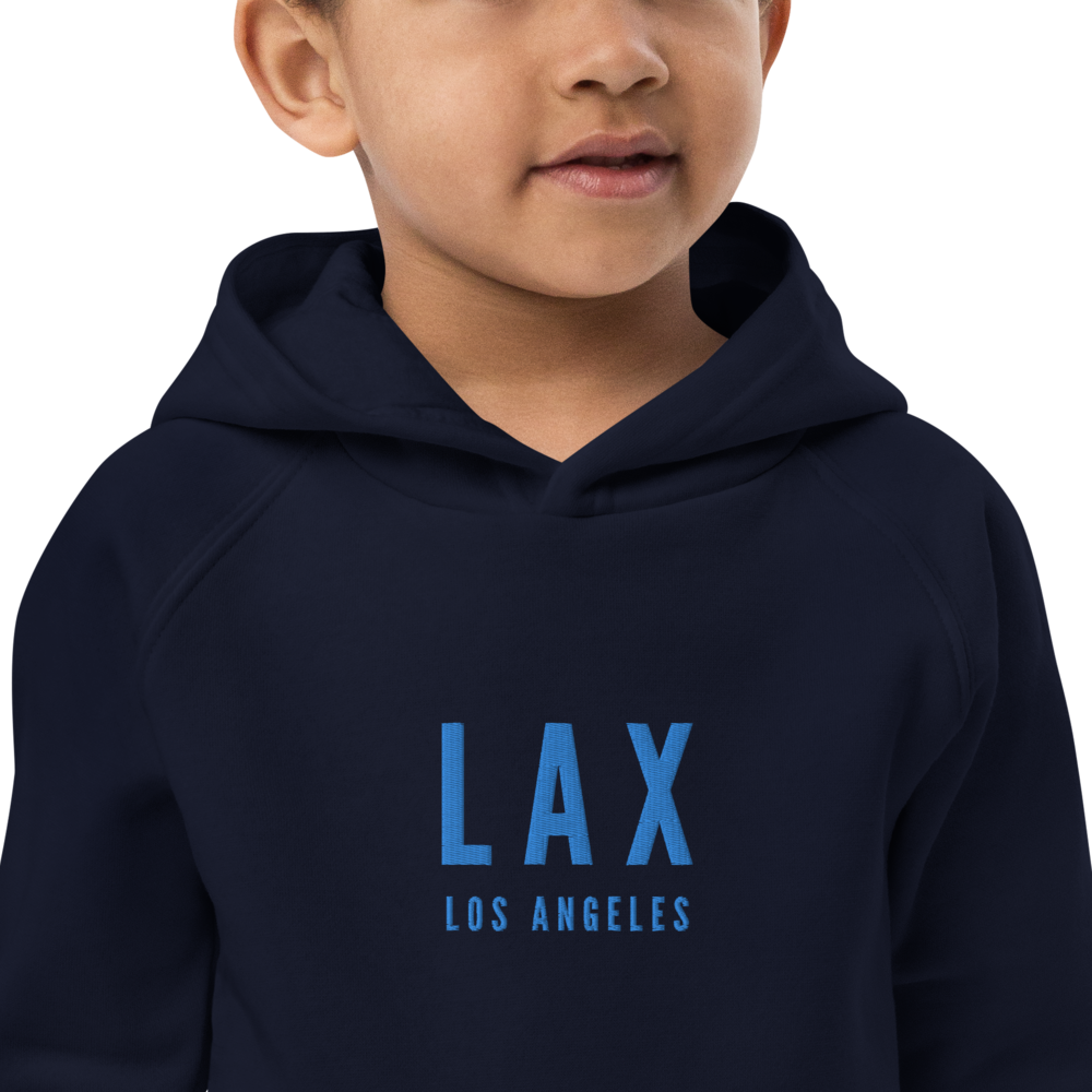 Kid's Sustainable Hoodie - Aqua Blue • LAX Los Angeles • YHM Designs - Image 02