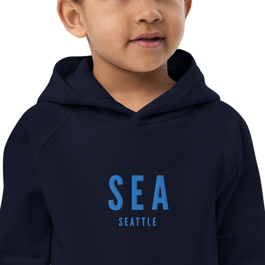 Kid's Sustainable Hoodie - Aqua Blue • SEA Seattle • YHM Designs - Image 02