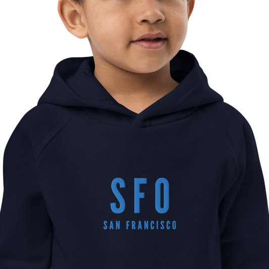 Kid's Sustainable Hoodie - Aqua Blue • SFO San Francisco • YHM Designs - Image 02