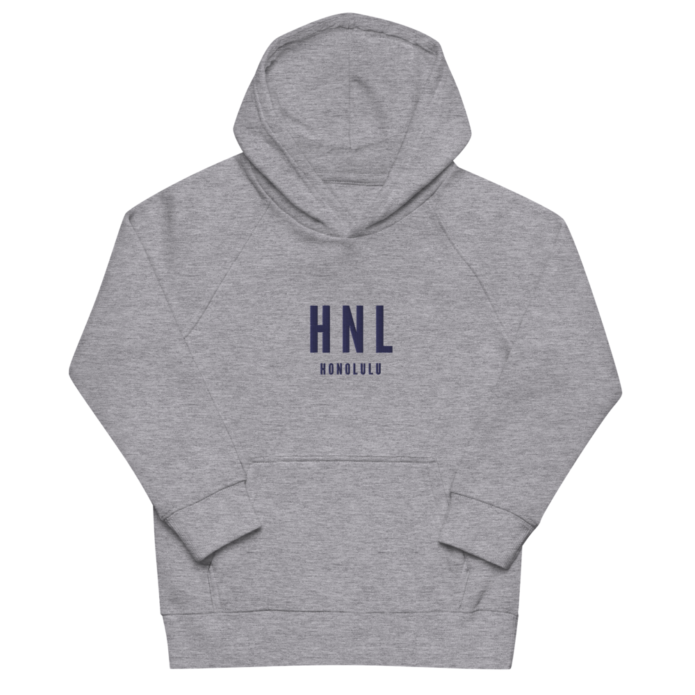 Kid's Sustainable Hoodie - Navy Blue • HNL Honolulu • YHM Designs - Image 03