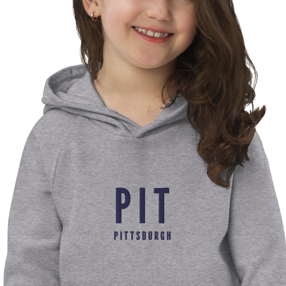 Kid's Sustainable Hoodie - Navy Blue • PIT Pittsburgh • YHM Designs - Image 04