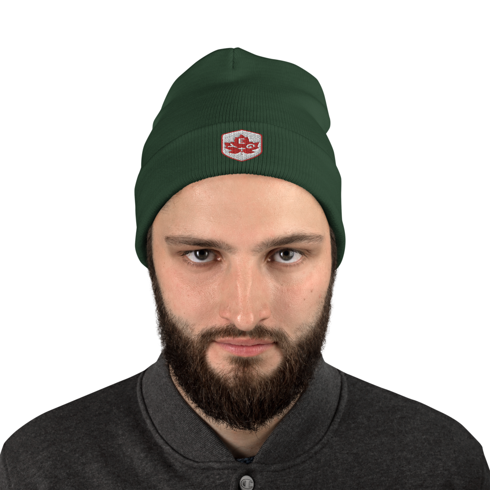 Maple Leaf Cuffed Beanie - Red/White • YEG Edmonton • YHM Designs - Image 02