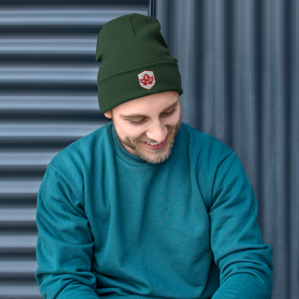 Maple Leaf Cuffed Beanie - Red/White • YEG Edmonton • YHM Designs - Image 06