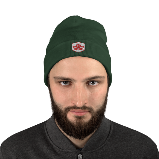 Maple Leaf Cuffed Beanie - Red/White • YHM Hamilton • YHM Designs - Image 02