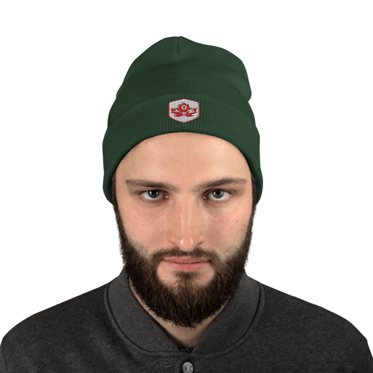 Maple Leaf Cuffed Beanie - Red/White • YOW Ottawa • YHM Designs - Image 02