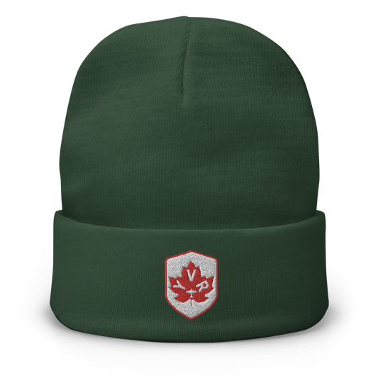 Maple Leaf Cuffed Beanie - Red/White • YVR Vancouver • YHM Designs - Image 01