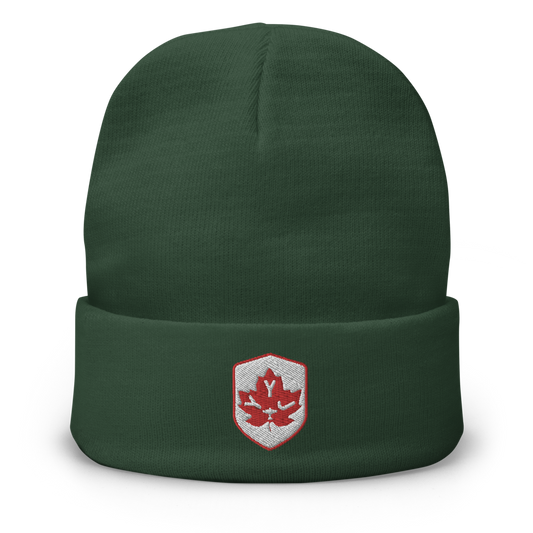 Maple Leaf Cuffed Beanie - Red/White • YYJ Victoria • YHM Designs - Image 01