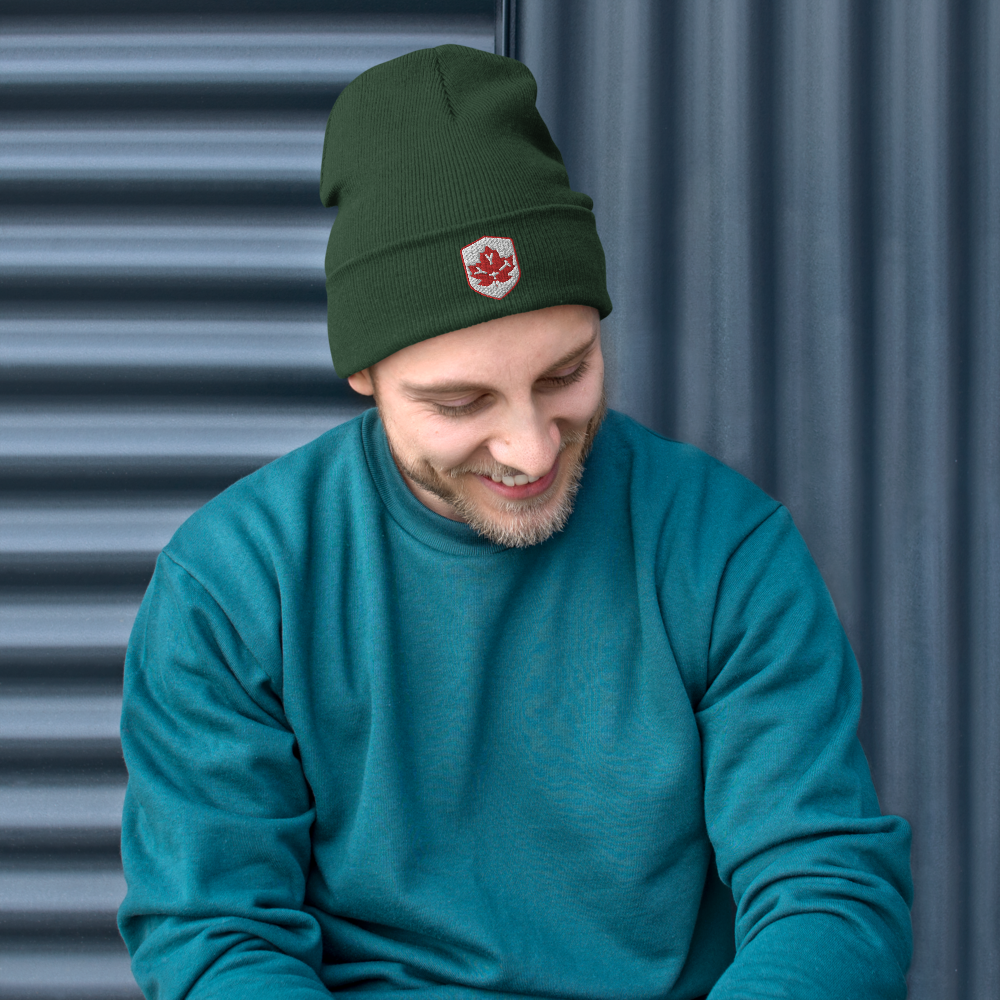 Maple Leaf Cuffed Beanie - Red/White • YYT St. John's • YHM Designs - Image 03