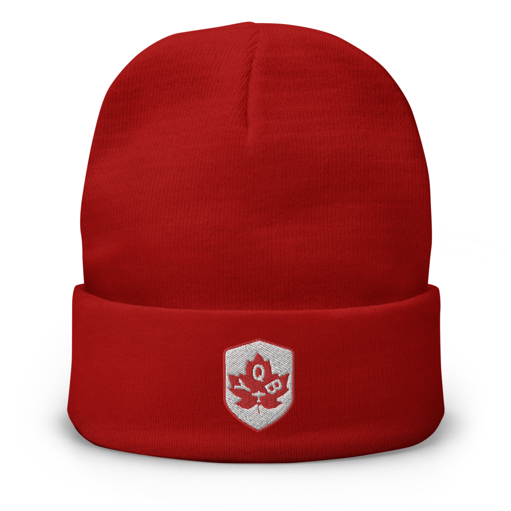 Maple Leaf Cuffed Beanie - Red/White • YQB Quebec City • YHM Designs - Image 09