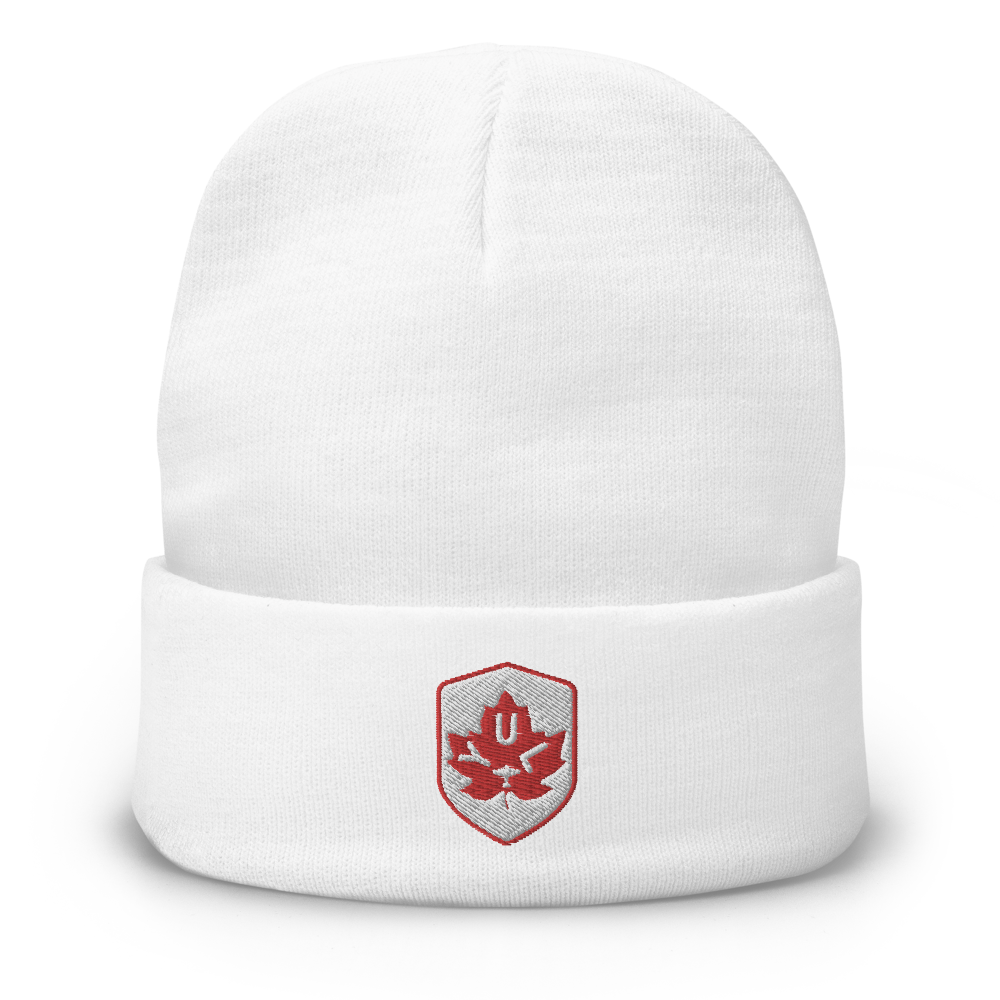 Maple Leaf Cuffed Beanie - Red/White • YUL Montreal • YHM Designs - Image 12