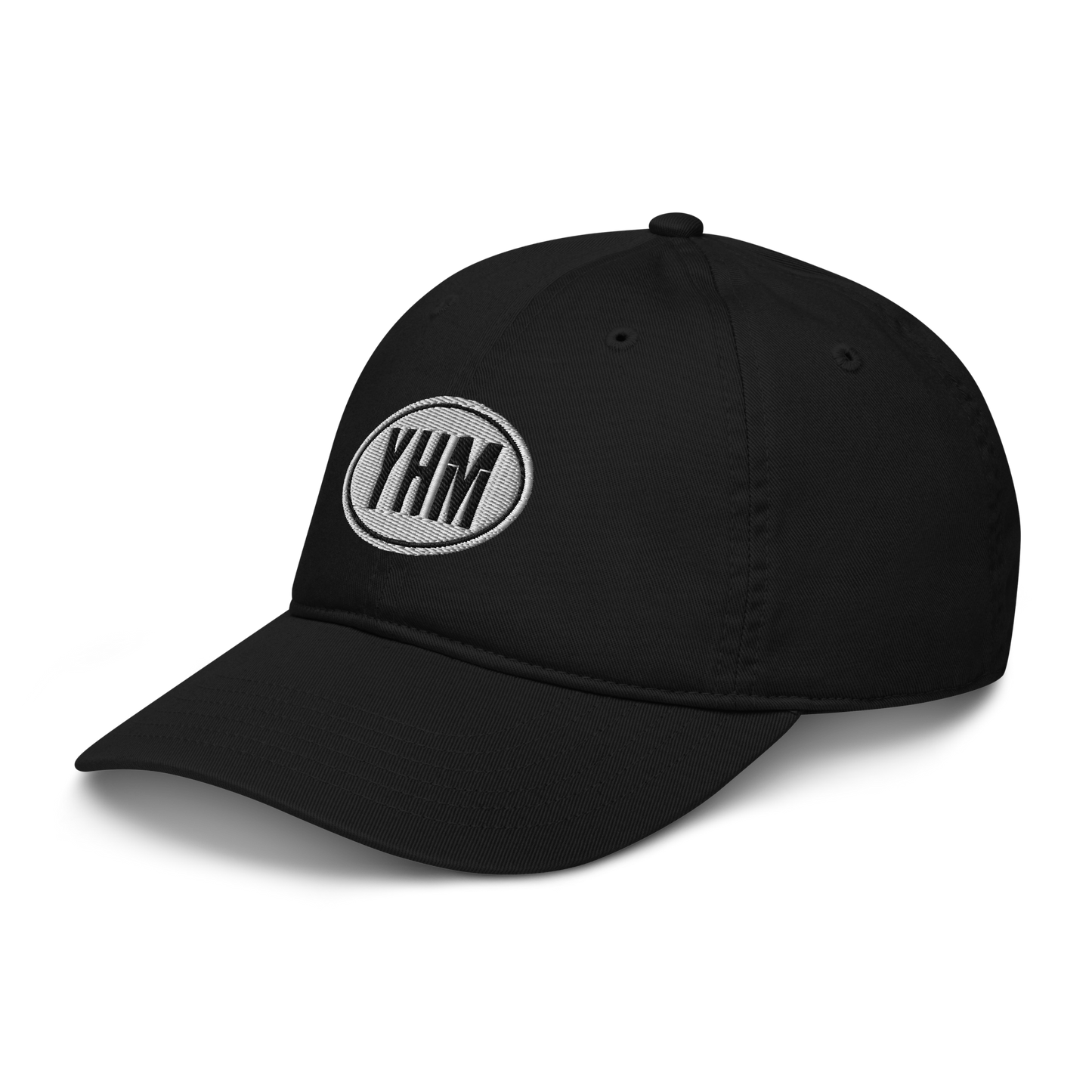 Oval Car Sticker Organic Dad Hat • Black and White Embroidery