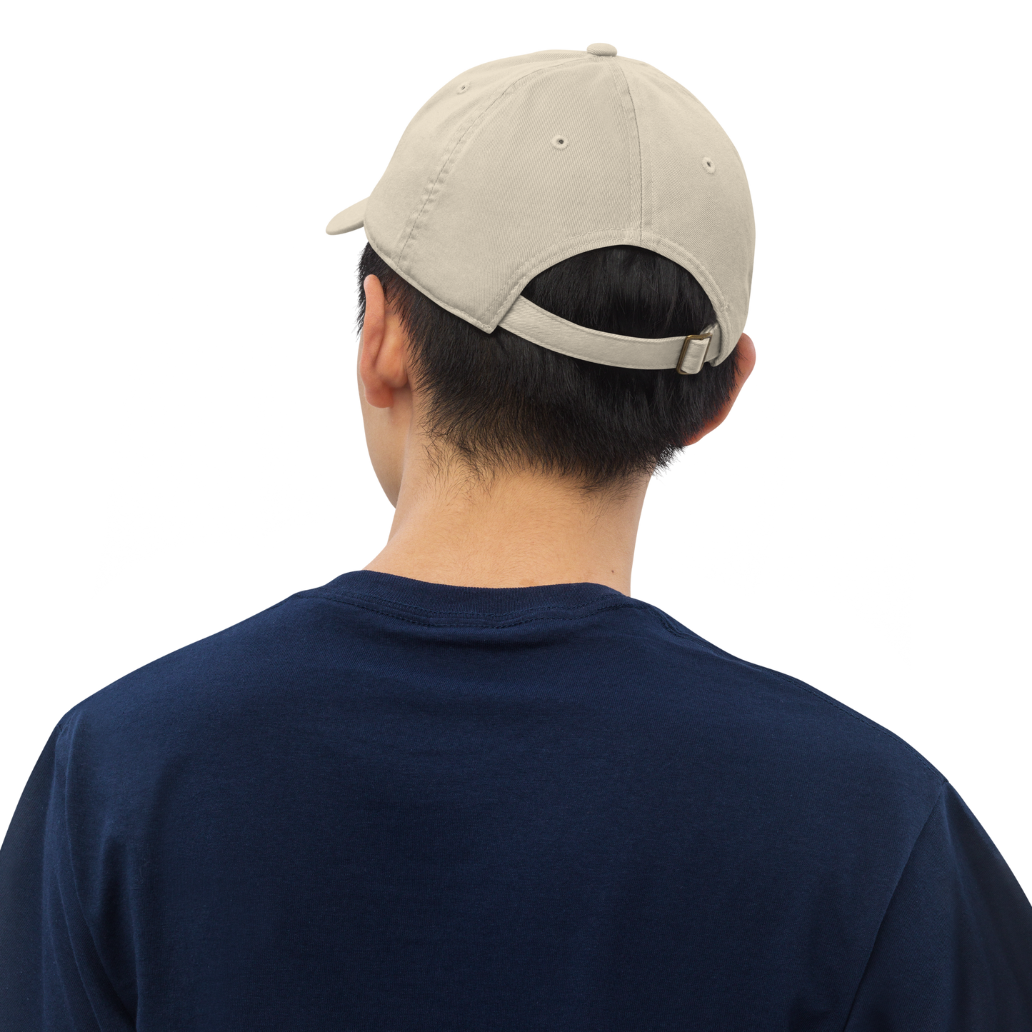 Oval Car Sticker Organic Dad Hat • Black and White Embroidery