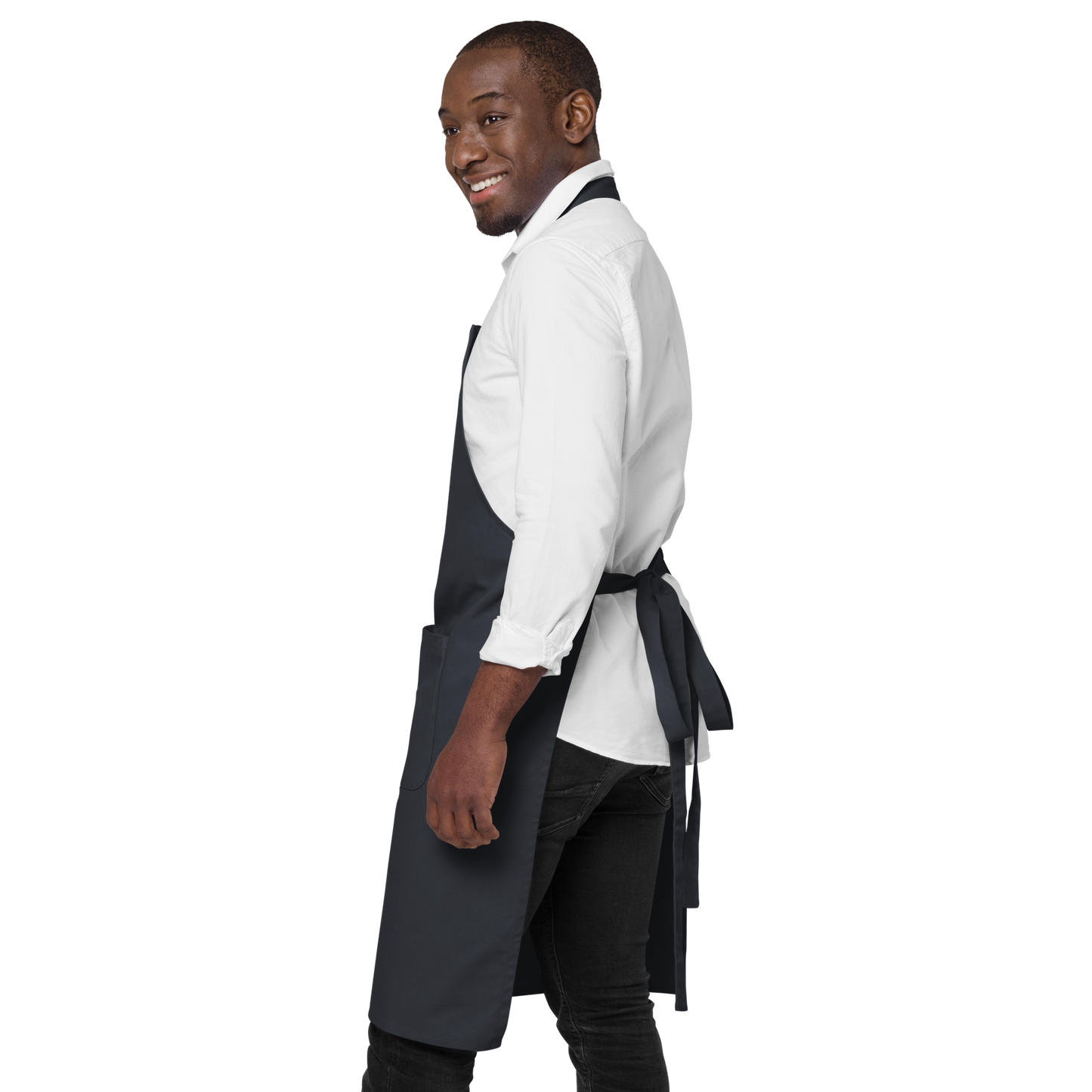 YHM Designs - YXU London Organic Cotton Apron - Crossed-X Design with Airport Code and Vintage Propliner - White Embroidery - Image 12