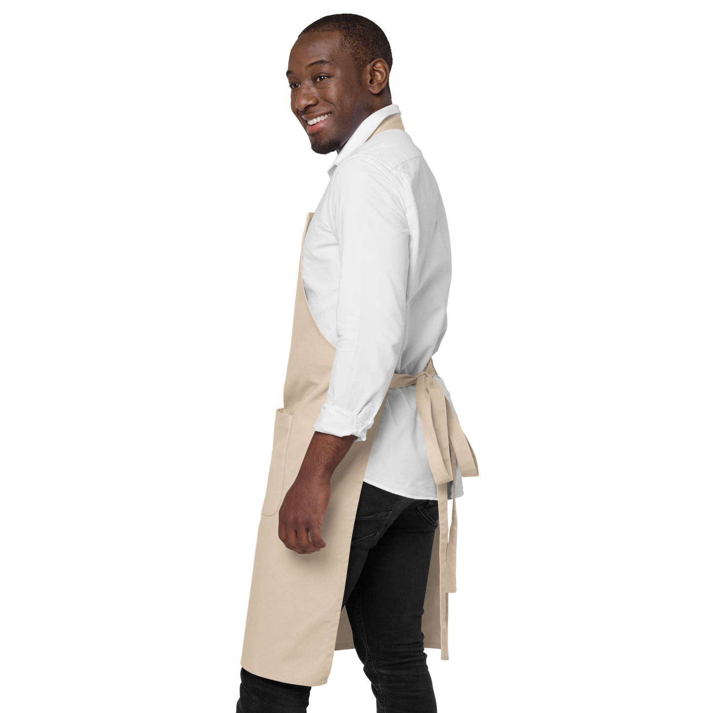 YHM Designs - YXS Prince George Organic Cotton Apron - Crossed-X Design with Airport Code and Vintage Propliner - White Embroidery - Image 15