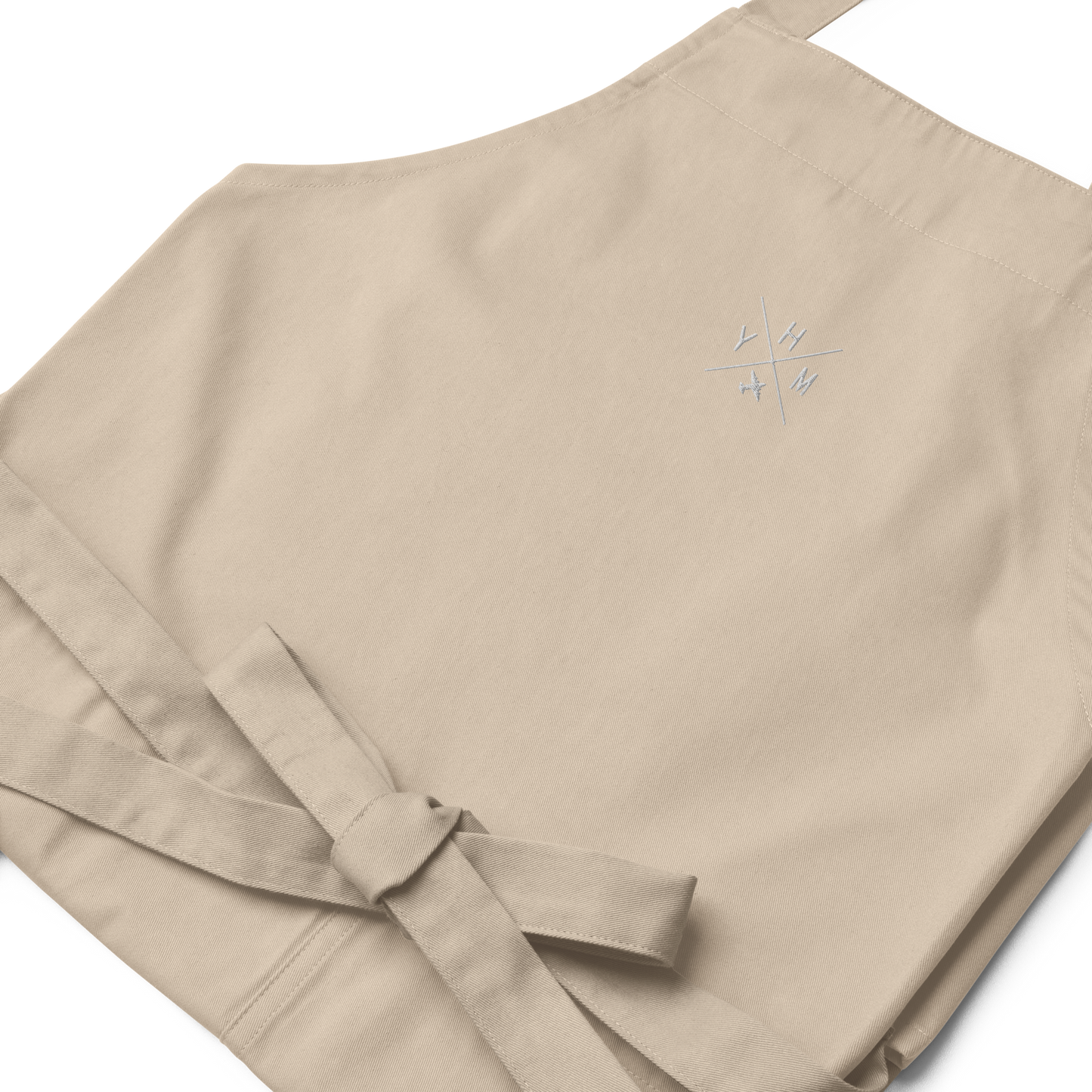 Crossed-X Organic Cotton Apron • White Embroidery