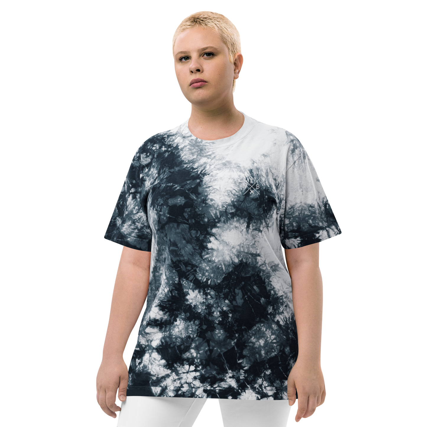 YHM Designs - YFB Iqaluit Oversized Tie-Dye T-Shirt - Crossed-X Design with Airport Code and Vintage Propliner - White Embroidery - Image 16