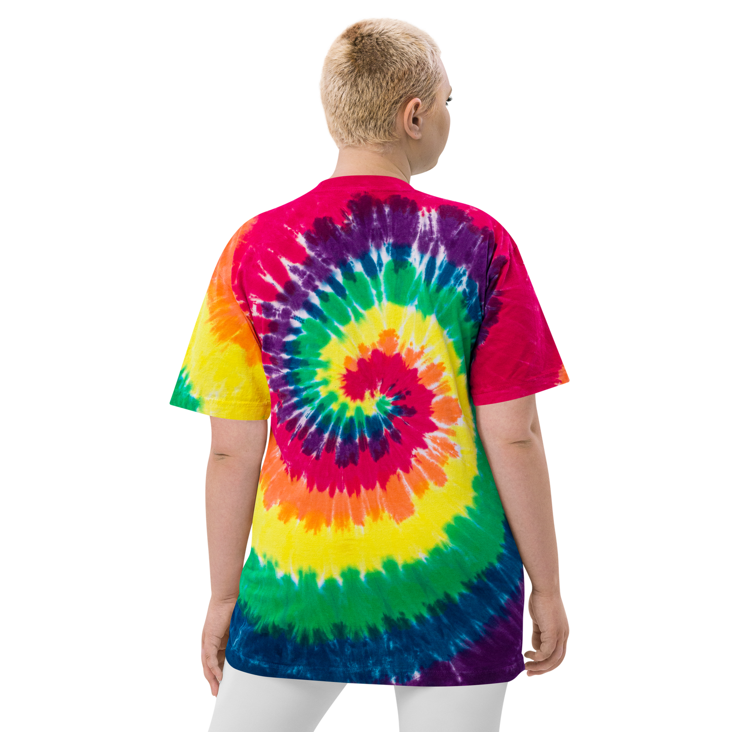 YHM Designs - YFC Fredericton Oversized Tie-Dye T-Shirt - Crossed-X Design with Airport Code and Vintage Propliner - White Embroidery - Image 14