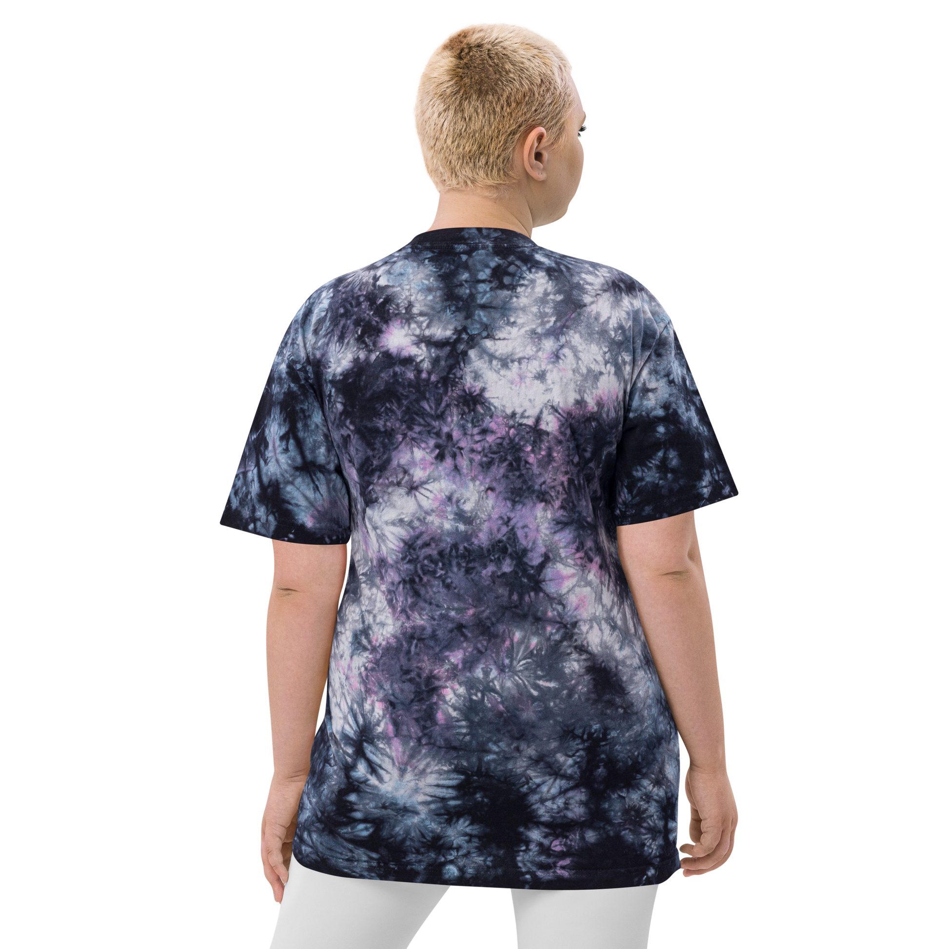 YHM Designs - YFB Iqaluit Oversized Tie-Dye T-Shirt - Crossed-X Design with Airport Code and Vintage Propliner - White Embroidery - Image 06