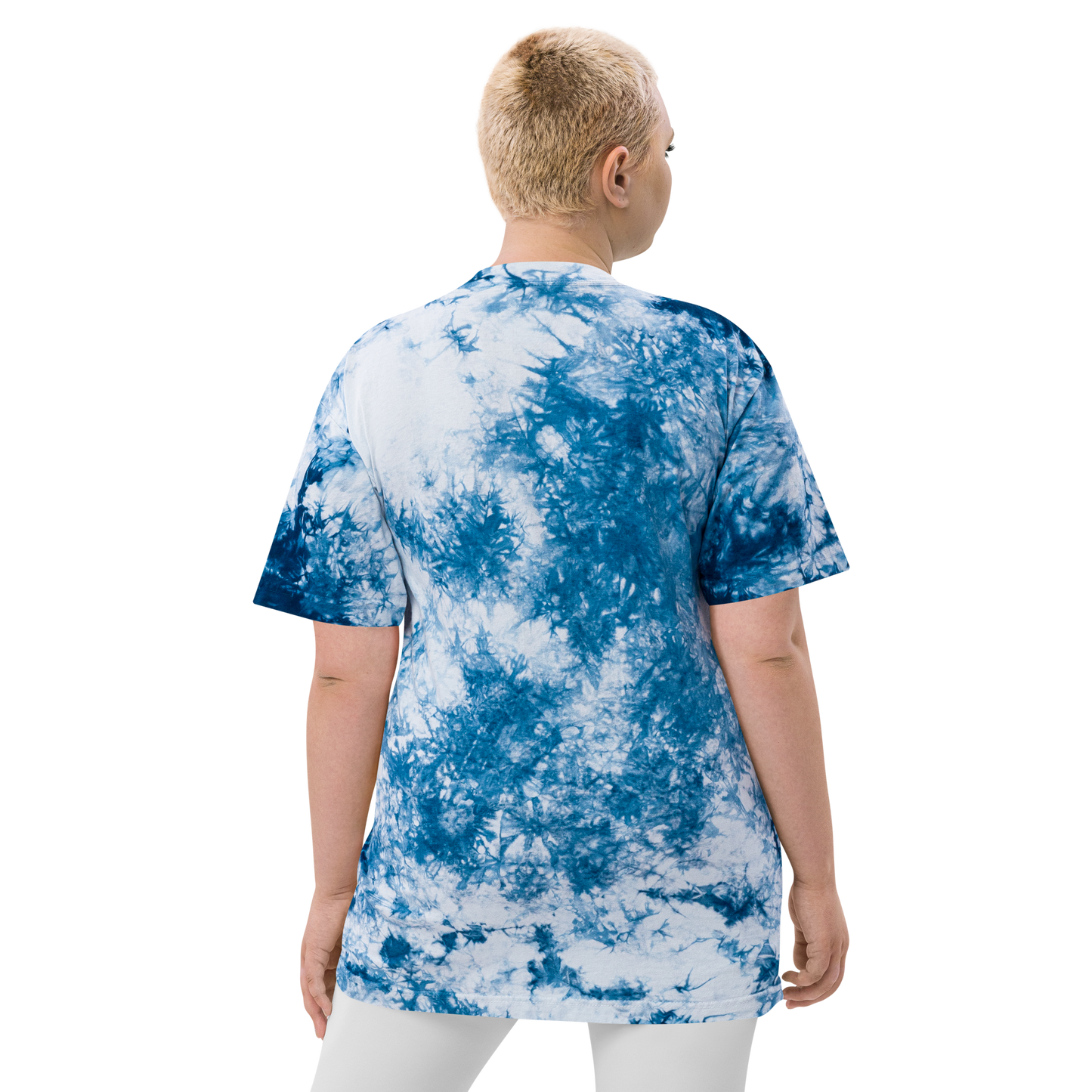 YHM Designs - YFB Iqaluit Oversized Tie-Dye T-Shirt - Crossed-X Design with Airport Code and Vintage Propliner - White Embroidery - Image 09