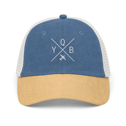 Crossed-X Pigment-Dyed Trucker Cap • YQB Quebec City • YHM Designs - Image 01