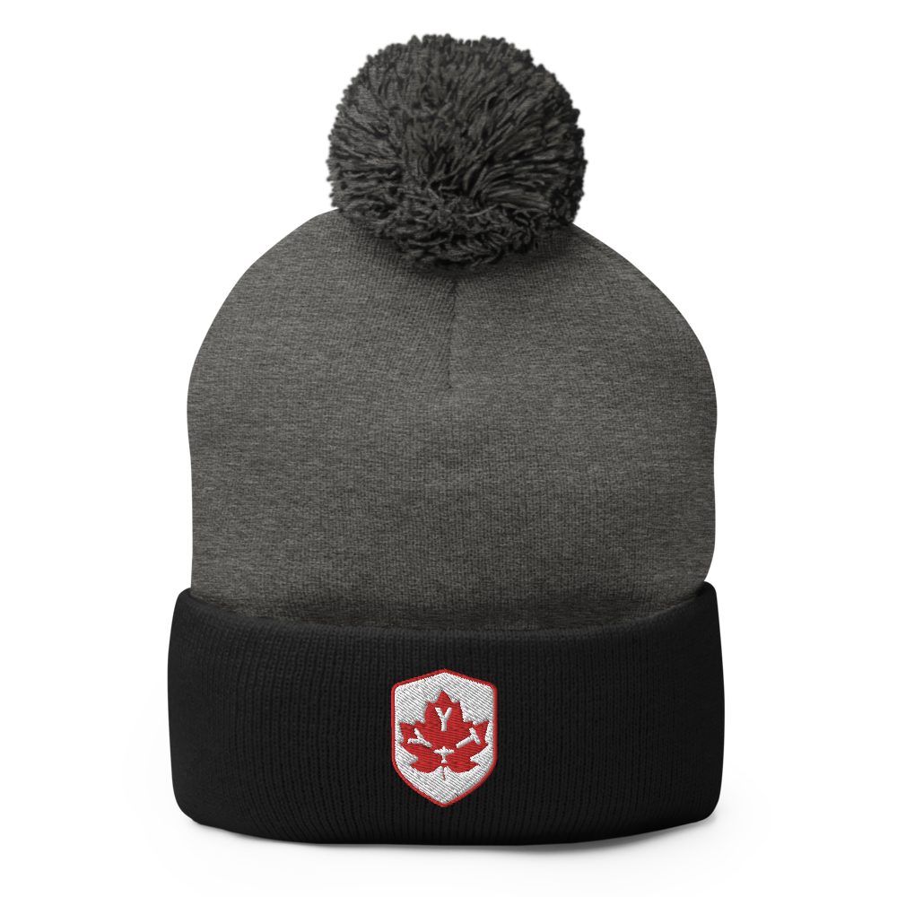 Maple Leaf Pom-Pom Beanie - Red/White • YYT St. John's • YHM Designs - Image 01