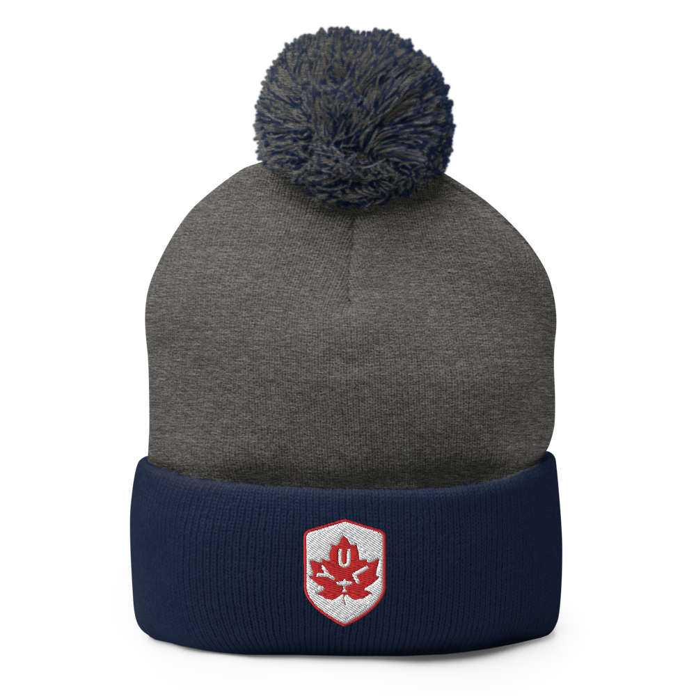 Maple Leaf Pom-Pom Beanie - Red/White • YUL Montreal • YHM Designs - Image 09