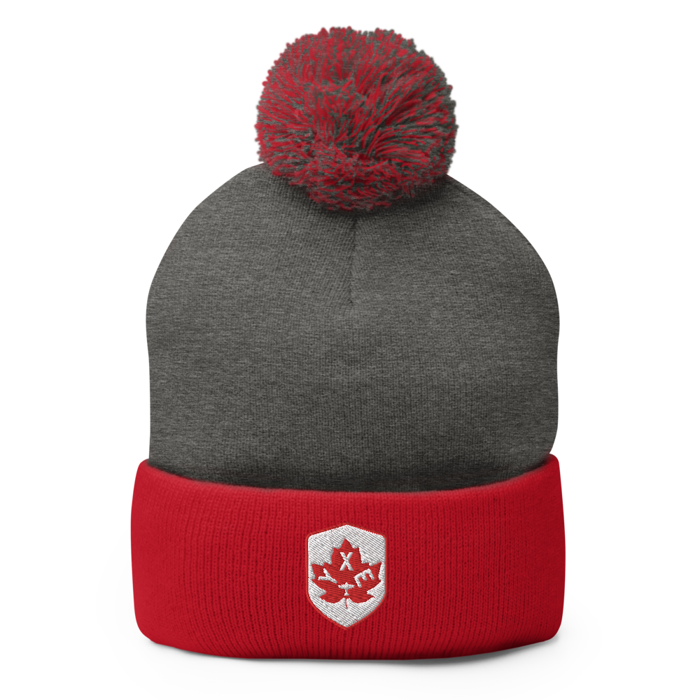 Maple Leaf Pom-Pom Beanie - Red/White • YXE Saskatoon • YHM Designs - Image 08