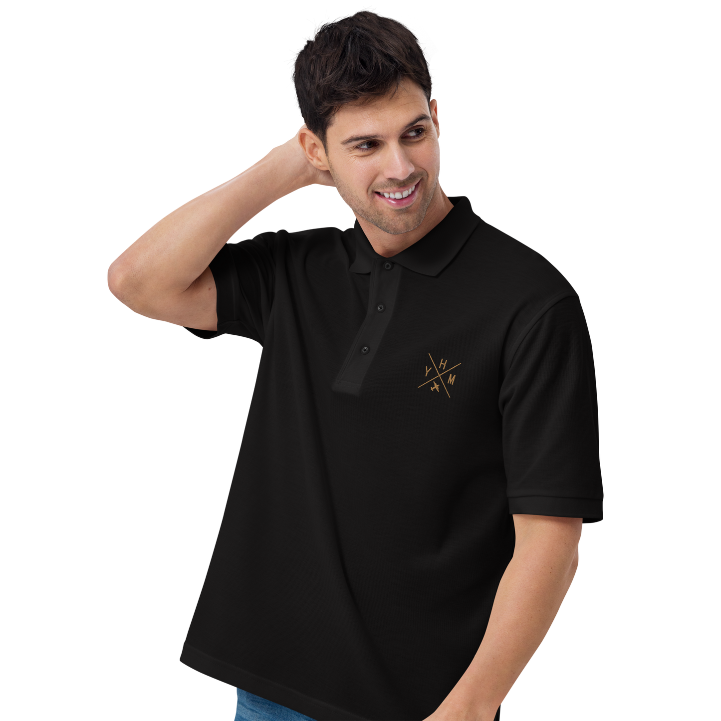 Crossed-X Men's Premium Polo • Old Gold Embroidery
