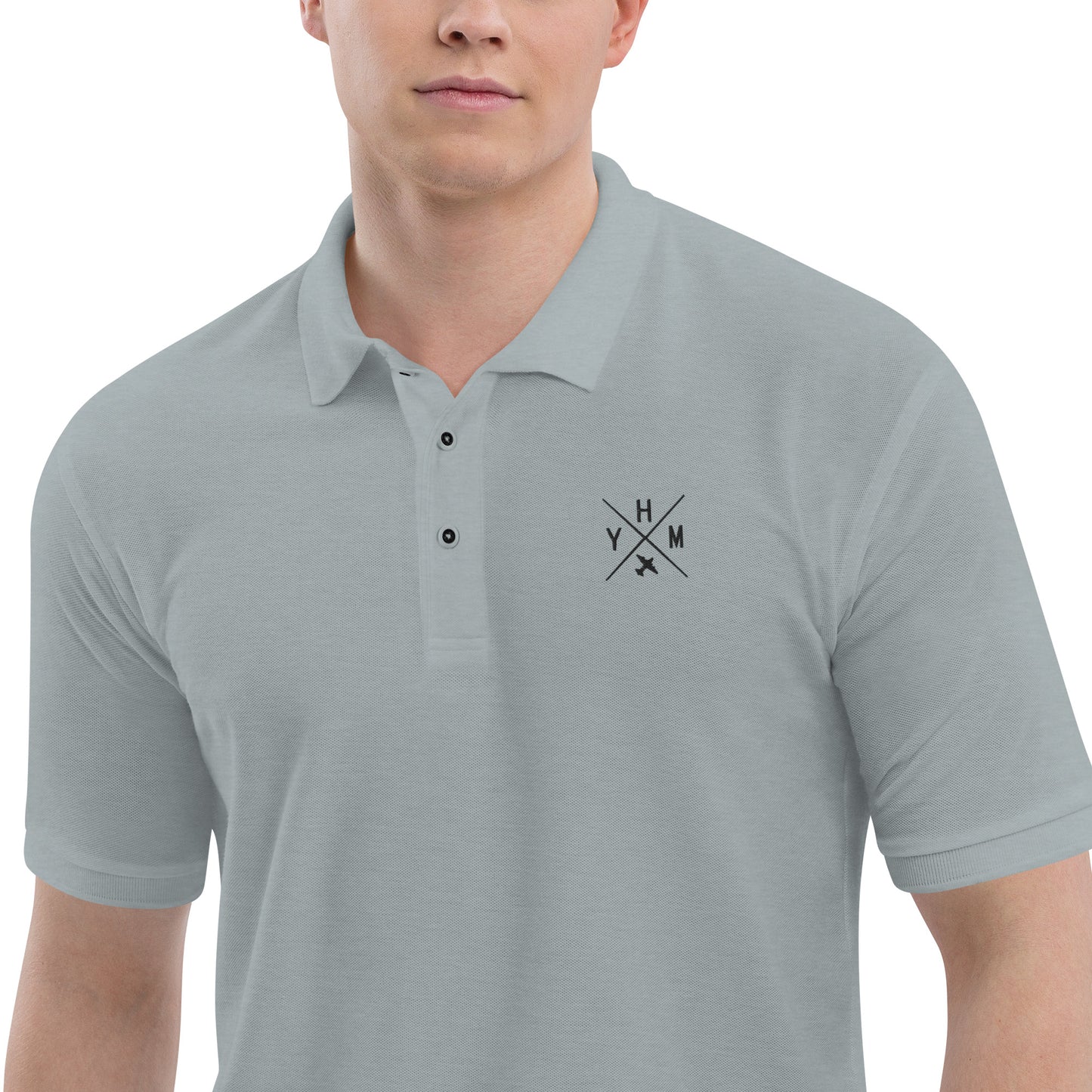 Crossed-X Men's Premium Polo • Black Embroidery