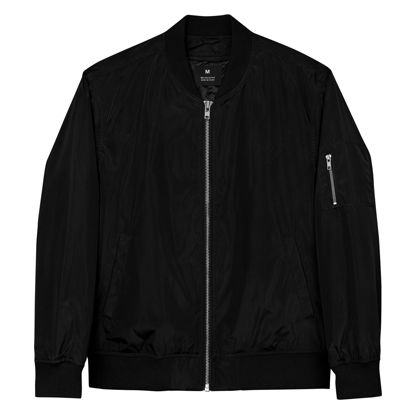 Crossed-X Premium Recycled Bomber Jacket • Black Embroidery