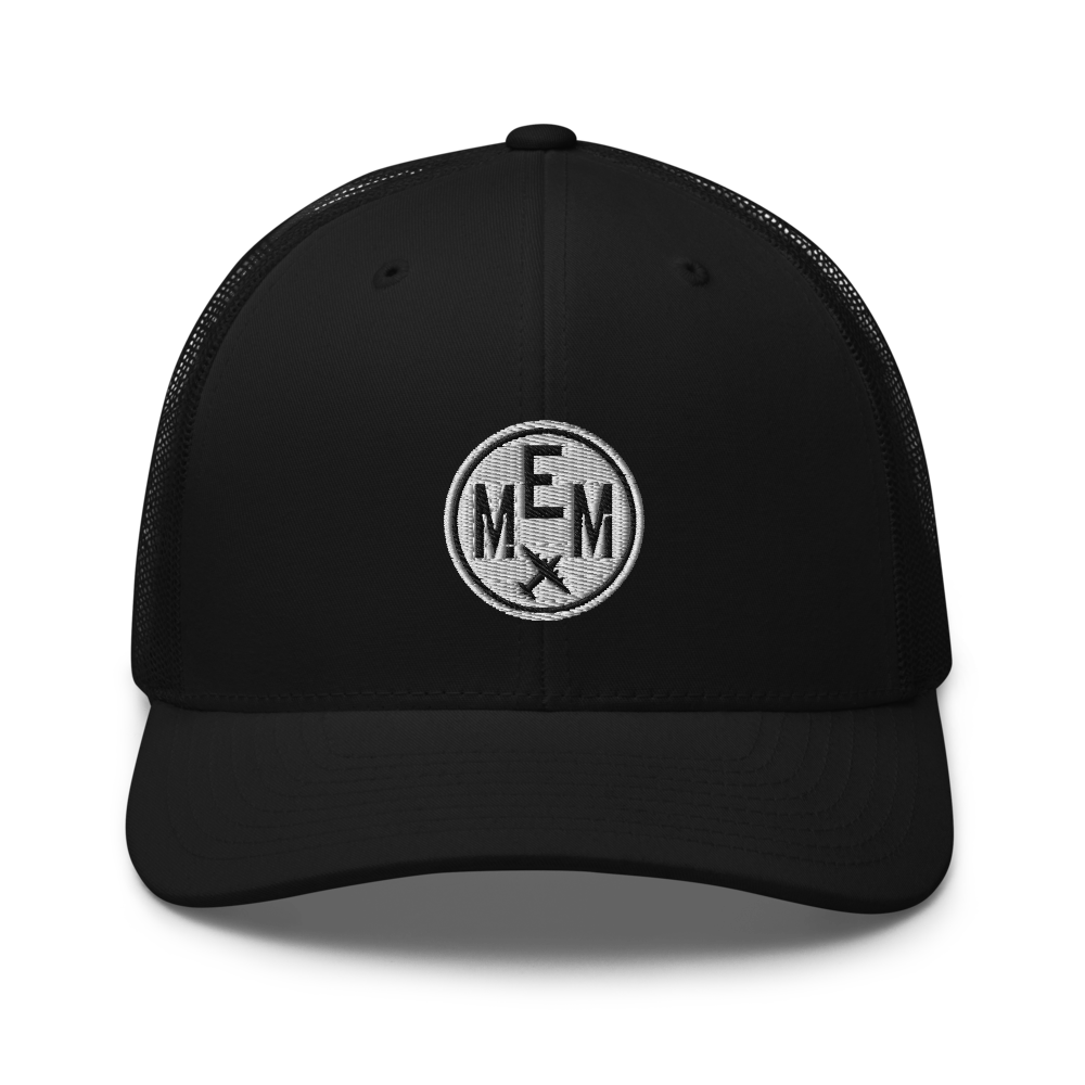 Roundel Trucker Hat - Black & White • MEM Memphis • YHM Designs - Image 06