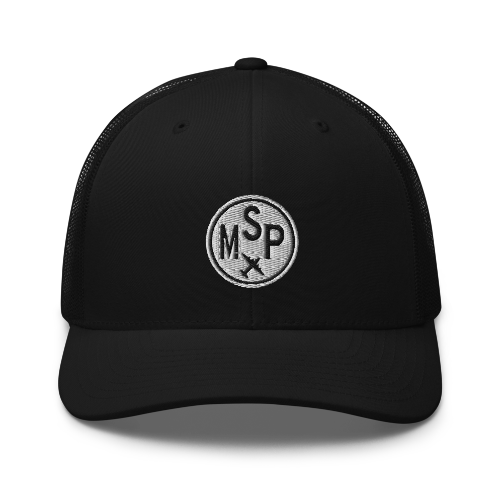 Roundel Trucker Hat - Black & White • MSY New Orleans • YHM Designs - Image 06