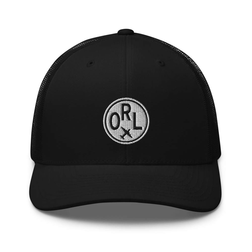 Roundel Trucker Hat - Black & White • ORL Orlando • YHM Designs - Image 06