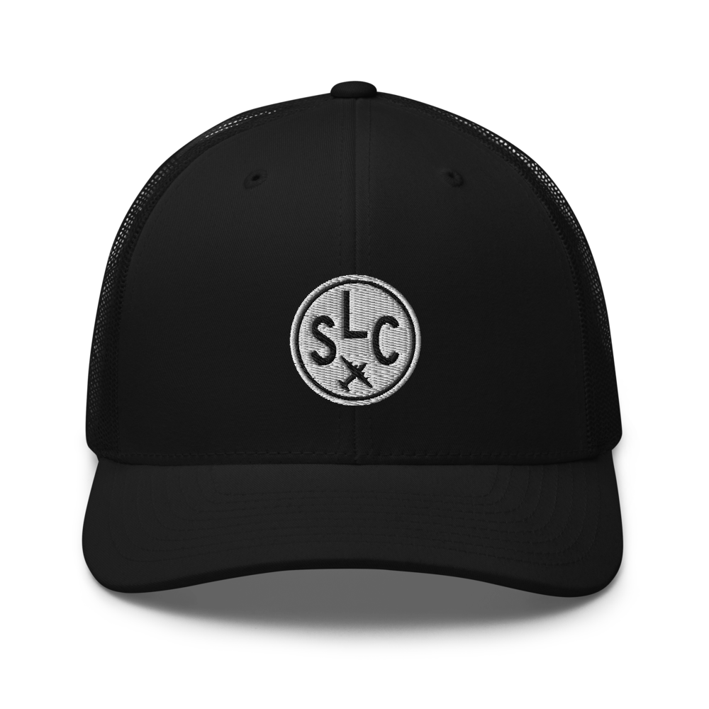 Roundel Trucker Hat - Black & White • SLC Salt Lake City • YHM Designs - Image 06