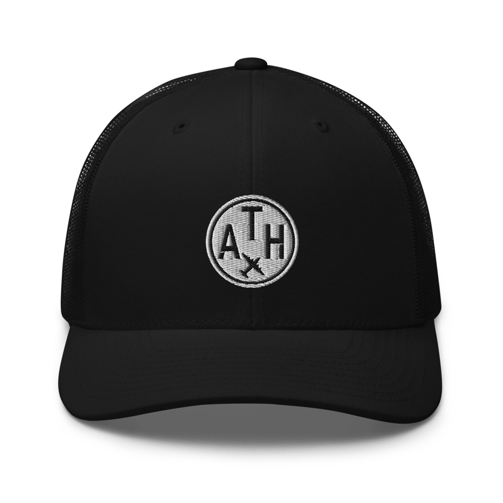 Roundel Trucker Hat - Black & White • ATH Athens • YHM Designs - Image 04