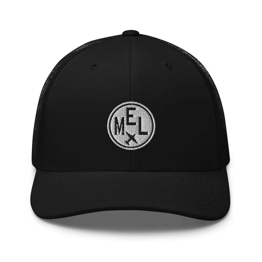 Roundel Trucker Hat - Black & White • MEL Melbourne • YHM Designs - Image 04