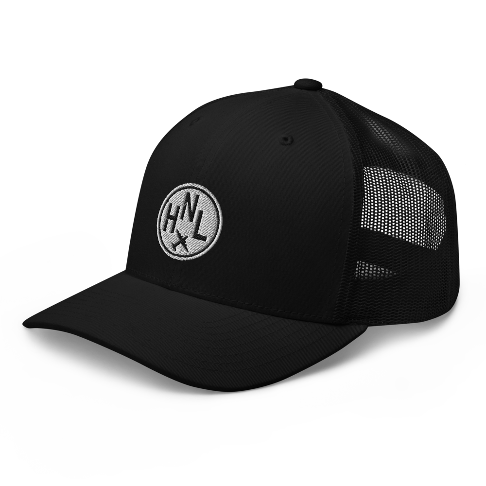Roundel Trucker Hat - Black & White • HNL Honolulu • YHM Designs - Image 08