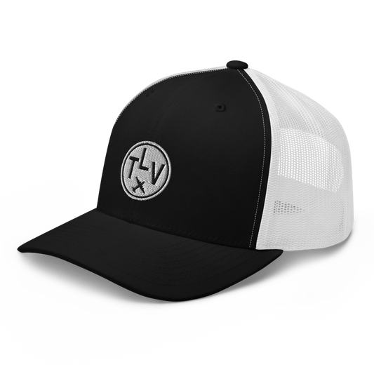 Roundel Trucker Hat - Black & White • TLV Tel Aviv • YHM Designs - Image 01