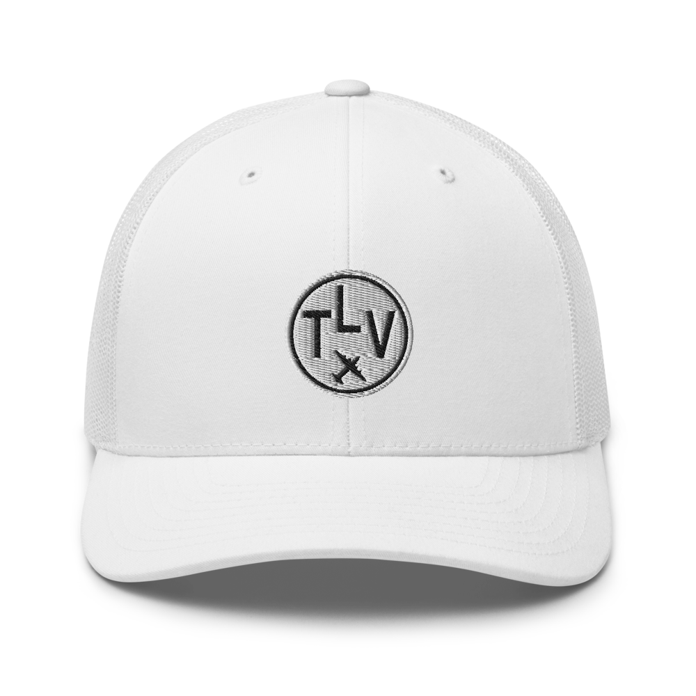 Roundel Trucker Hat - Black & White • TLV Tel Aviv • YHM Designs - Image 12